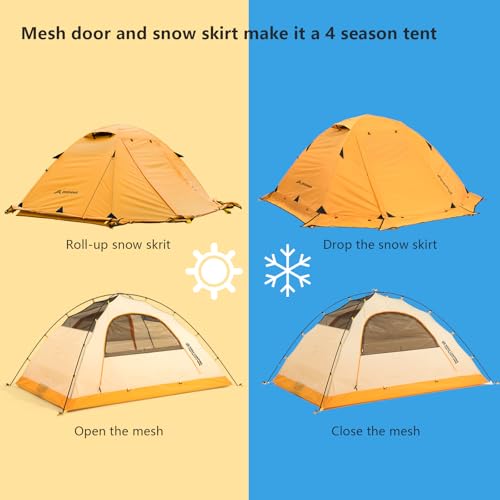 BISINNA 4 Season Tent for Backpacking Winter Tents 2 Person Lightweight Cold Weather Tents Waterproof Double Layer All Season Tent Aluminum Alloy Poles Easy Set Up for Camping, Hiking, Outdoor - Image 3