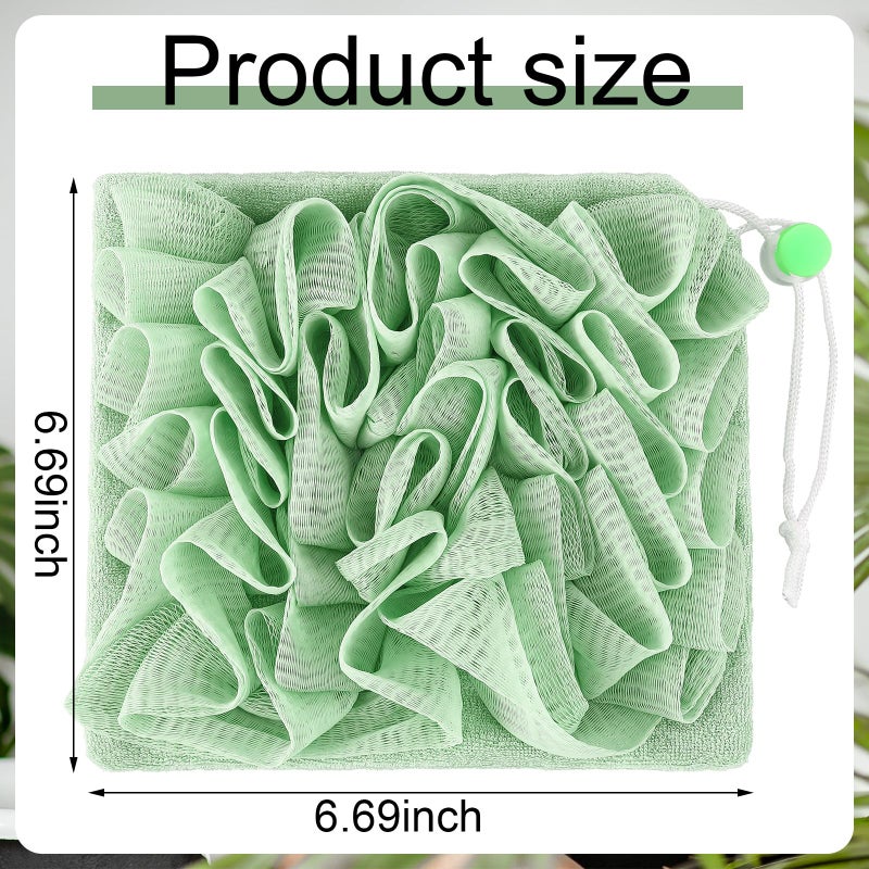 Swiffen 6 Pack Washcloth Loofah Combo 2 in 1 Drawstring Loofah Sponge with Bar Soap Pocket Exfoliation Mesh Shower Puff Ball for Body Wash Cleansing and Smooth Skin (Multicolor) - Image 2