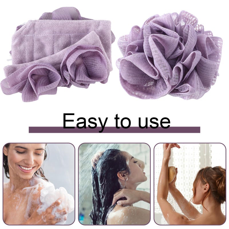 Swiffen 6 Pack Washcloth Loofah Combo 2 in 1 Drawstring Loofah Sponge with Bar Soap Pocket Exfoliation Mesh Shower Puff Ball for Body Wash Cleansing and Smooth Skin (Multicolor) - Image 4