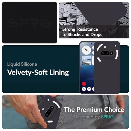 SPRIG Compatible with Nothing Phone 3A Premium SilkTone Back Cover Drop Tested Shock Proof Mobile Case for Men, Women, Boys and Girls with Camera Protection (Charcoal Grey) - Image 3