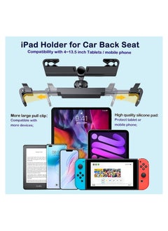 GUDOO Tablet Holder for Car,iPad Holder for Car, iPad Car Holder Back Seat for Kids, 360° Rotatable Headrest Tablet Mount Compatible with Kindle, Fire HD, Rear Facing iPad Accessories Fit 4~13.5" Device  - Image 4