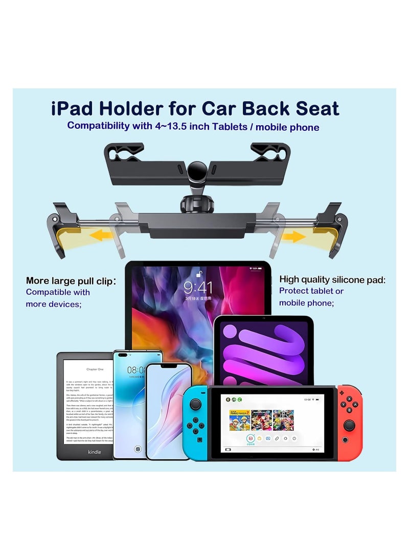 GUDOO - Tablet Holder for Car,iPad Holder for Car, iPad Car Holder Back Seat for Kids, 360° Rotatable Headrest Tablet Mount Compatible with Kindle, Fire HD, Rear Facing iPad Accessories Fit 4~13.5" Device - Image 1