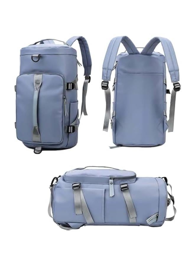 Large Capacity Sports Gym Bag for Men, 3-in-1 Sports Bag with Shoes Compartment Wet Pocket, Sports Duffel Bag for Men Women, Multi-Occasion Application of Sports Bag (Misty Blue)