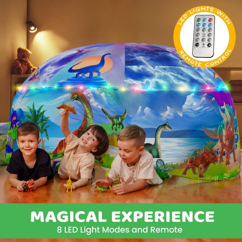 W&O Dino Aerodome with LED Lights - Inflatable Jurassic Fort for Kids Aged 3-12, Inflates in Seconds Creating an Immersive Dinosaur Experience (Fan Not Included) - Image 5