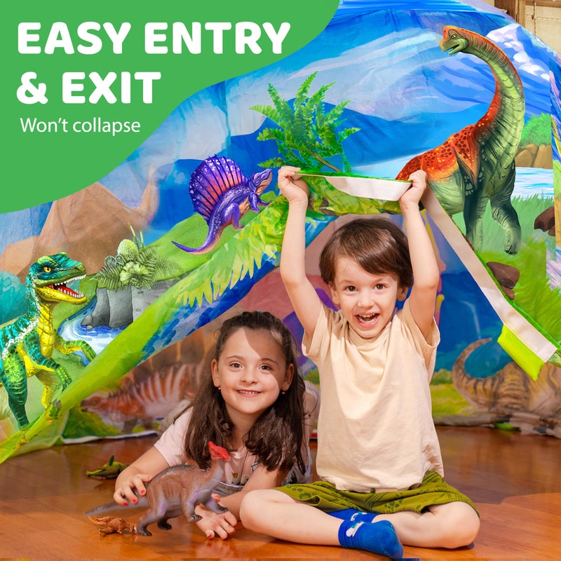 W&O Dino Aerodome with LED Lights - Inflatable Jurassic Fort for Kids Aged 3-12, Inflates in Seconds Creating an Immersive Dinosaur Experience (Fan Not Included) - Image 3