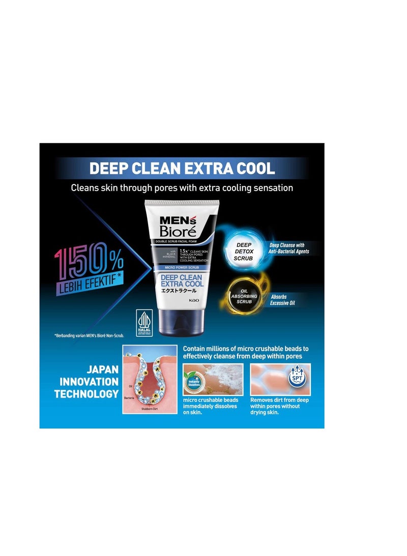 KAO MEN'S BIORE Men'S Double Scrub Extra Cool 100g Face Wash - Image 2