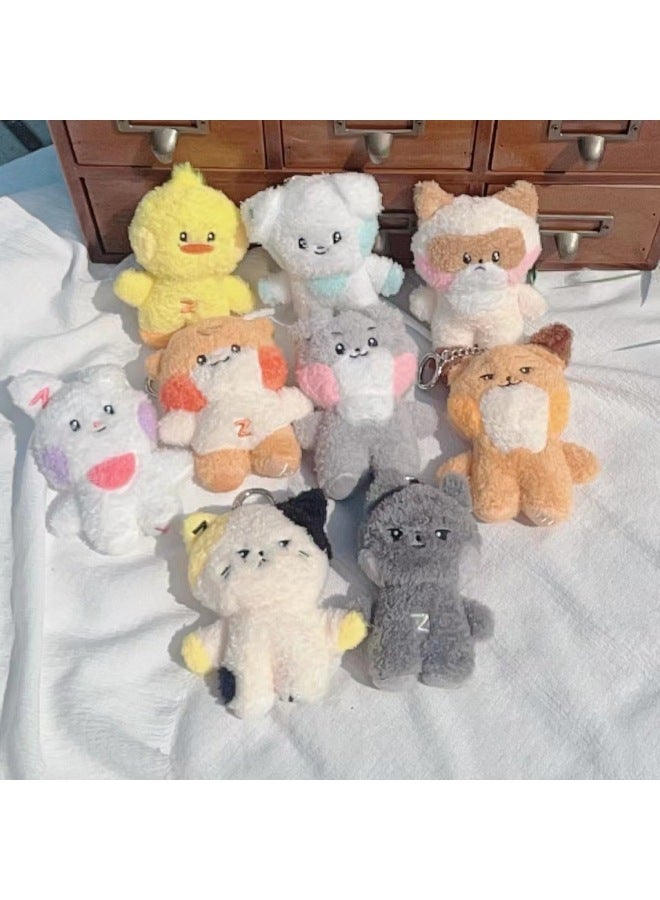 Generic Kpop ZB1 Doll Keychain 12CM Zeroni Cartoon Cute Plush Pendant Bag Accessories Key Ring ZhangHao HanBin Ricky Fans Gift-Color:9pcs  - Image 3