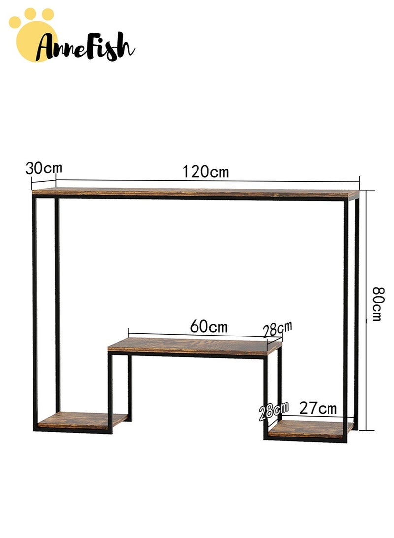 آن فش قطعتان من طاولات الكونسول ثلاثية الطبقات، مقاس 120 × 30 × 80 سم، مع رف تخزين، مناسبة للأريكة والمدخل وغرفة المعيشة. - Image 3