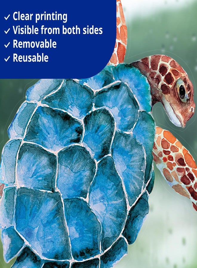 ديكو وال ملصقات نوافذ ديكوول CDS9-9004 بتصميم حيوانات بحرية، أسماك، سلاحف، وقناديل بحر، قابلة لإعادة الاستخدام ومقاومة للماء، مثالية لغرف الأطفال، غرف المعيشة، النوافذ، ديكور المنزل والحمام - طباعة على الوجهين - Image 4