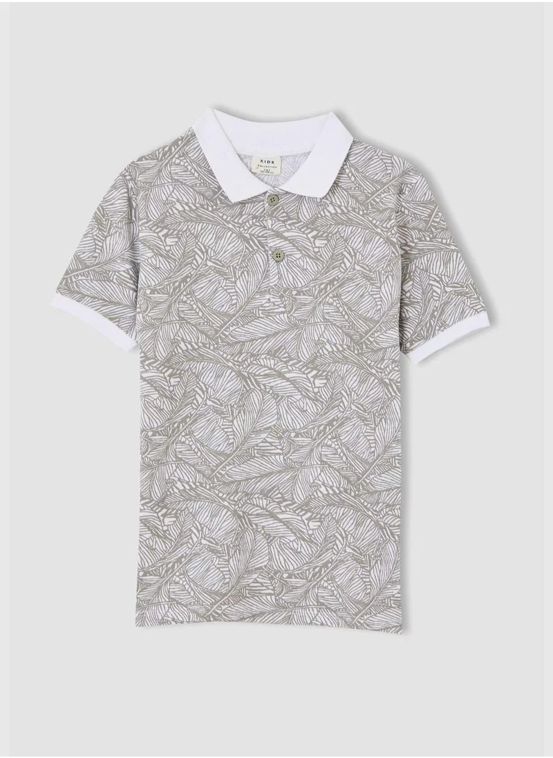 ديفاكتو Patterned Short Sleeve Polo Shirt