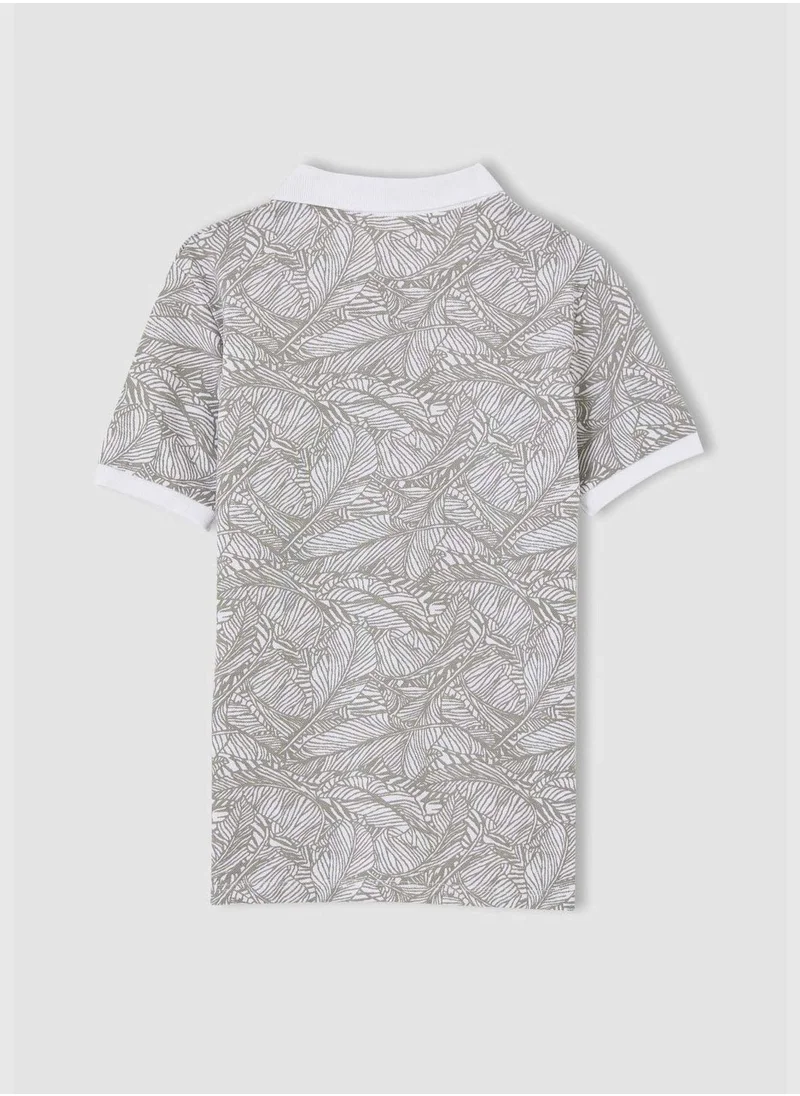 ديفاكتو Patterned Short Sleeve Polo Shirt