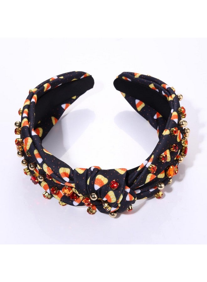 PHALIN Halloween Headband For Women Halloween Accessories Rhinestone Candy Corn Pumpkin Ghost Knotted Headband Costume Party Gifts (Candy Corn 2) - Image 5