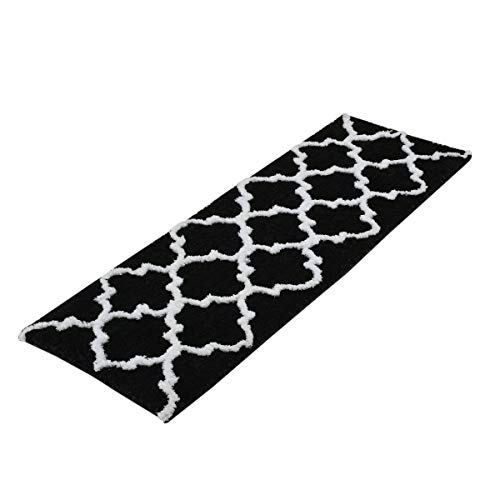 AEROHAVEN™ Glorious Super Soft Microfiber Abstract Moroccan Designer Anti Slip Kitchen/Bedside Runner Rug (Black, 40 cm x 120 cm) - Image 3
