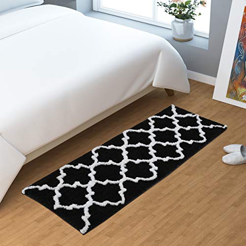 AEROHAVEN™ Glorious Super Soft Microfiber Abstract Moroccan Designer Anti Slip Kitchen/Bedside Runner Rug (Black, 40 cm x 120 cm) - Image 2