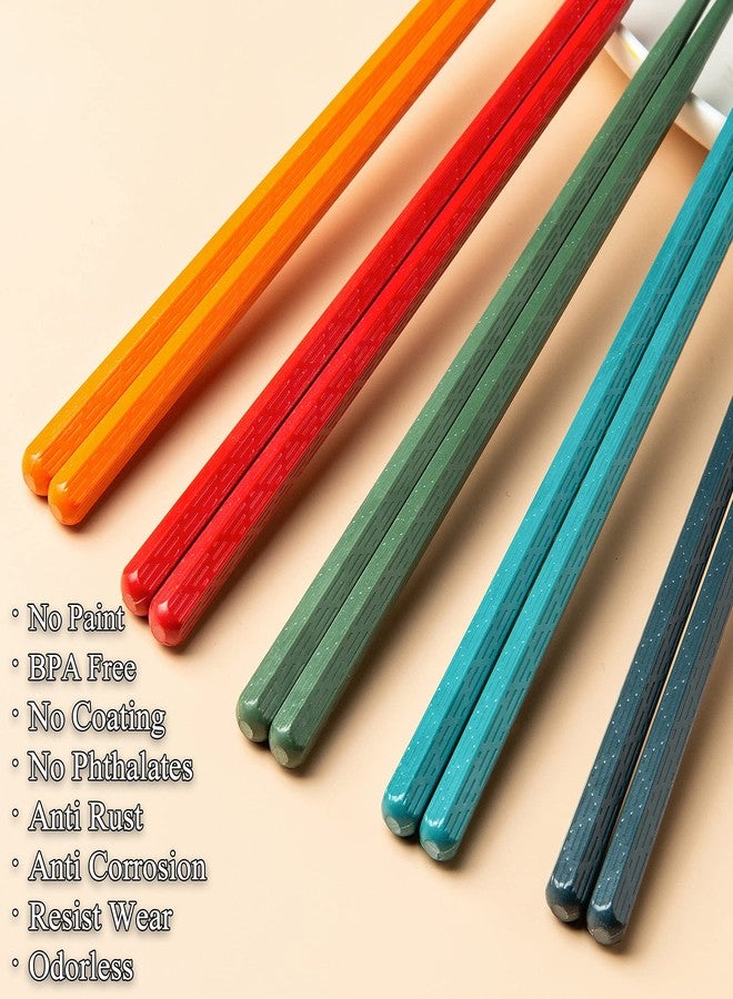 SUPJOYES 5-Pairs Colorful Reusable Chopsticks: Japanese Chinese Fiberglass Chopsticks Dishwasher Safe, Japanese Stick Gift Set with Gift Box, Non-Slip Chop Sticks - Image 2