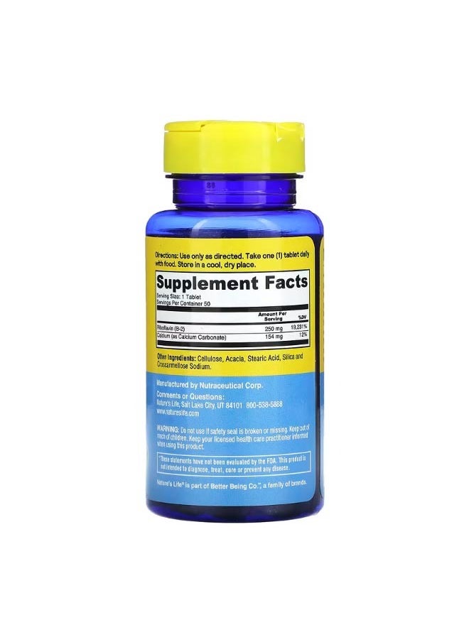 Nature's Life Vitamin B 2 250 mg 50 Tablets  - Image 2