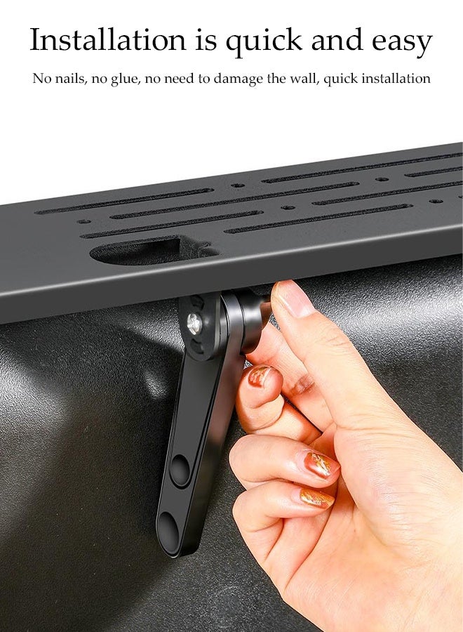 DUNISO TV Top Shelf，TV Screen Top Storage Stand，Adjustable Screen Shelf Floating Stand，Sturdy and Durable，for Media Box, Game Console, Router TV, Camera Frames Remote，60*10cm，Black - Image 4
