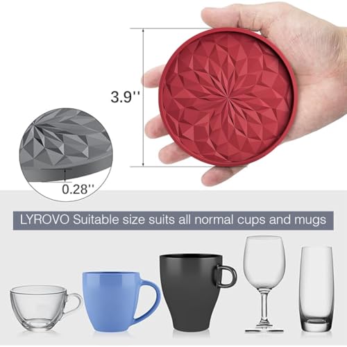 Lyrovo Silicone Coaster 6 Pack with Holder Set fit for Tea Cups Coffee Mugs and Glasses - Image 2