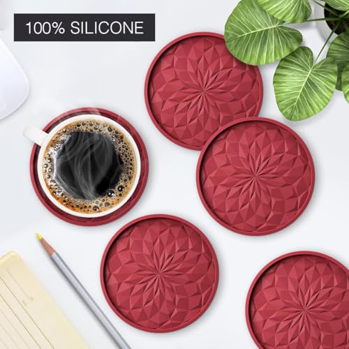 Lyrovo Silicone Coaster 6 Pack with Holder Set fit for Tea Cups Coffee Mugs and Glasses - Image 5