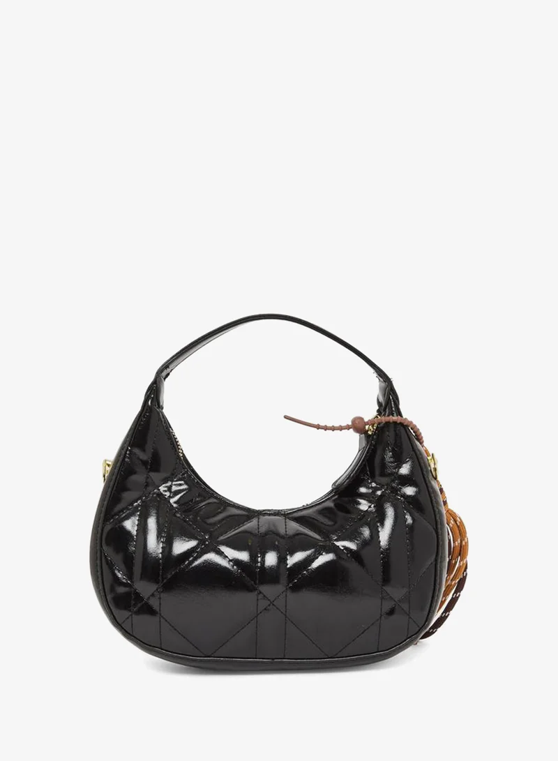 ستايلي Black Quilted Hobo Bag with Dog Charm