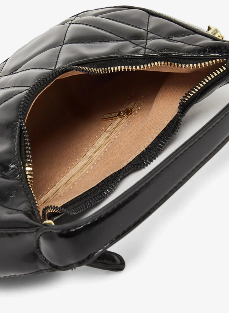 Styli  Black Quilted Hobo Bag with Charm for Women | Best Price UAE