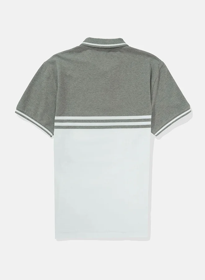 American Eagle Logo Striped Short Sleeve Polo Shirt