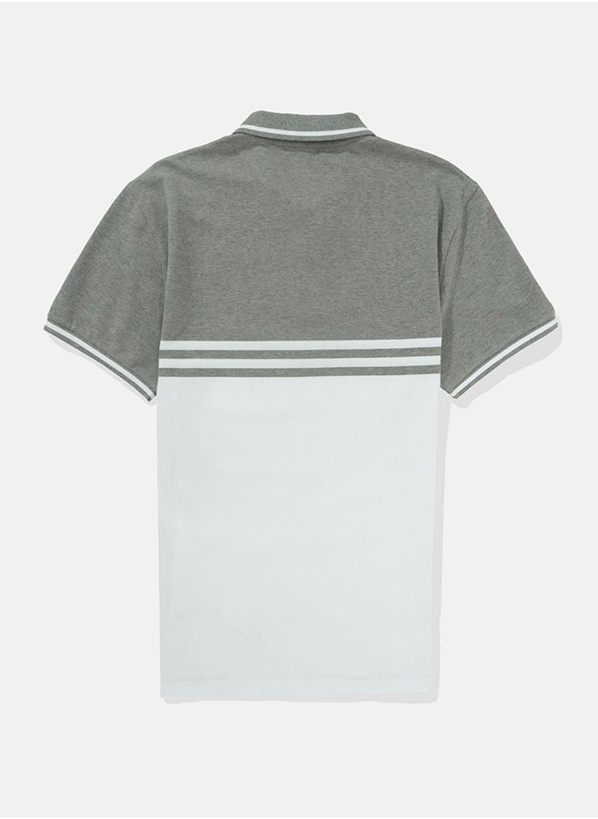 American Eagle - Logo Striped Short Sleeve Polo Shirt - Image 1