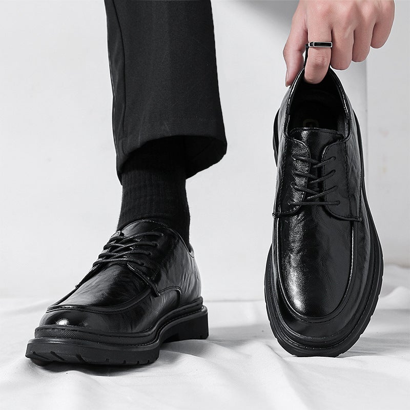 Business Formal Leather Shoes Groom Wedding Height-Increasing Shoes Hairstylist Work Derby Shoes Nightclub Trendy Men'S Shoes - Image 3