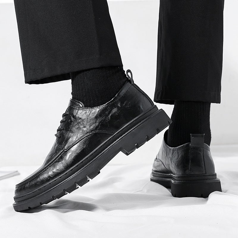 Business Formal Leather Shoes Groom Wedding Height-Increasing Shoes Hairstylist Work Derby Shoes Nightclub Trendy Men'S Shoes - Image 2