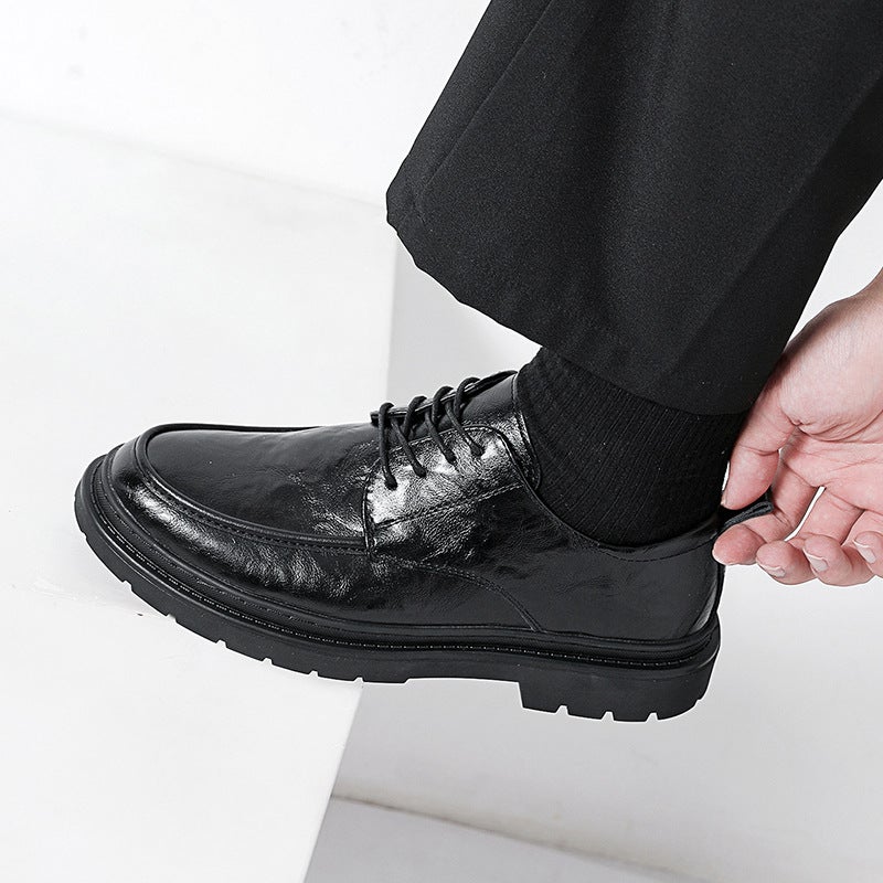 Business Formal Leather Shoes Groom Wedding Height-Increasing Shoes Hairstylist Work Derby Shoes Nightclub Trendy Men'S Shoes - Image 4
