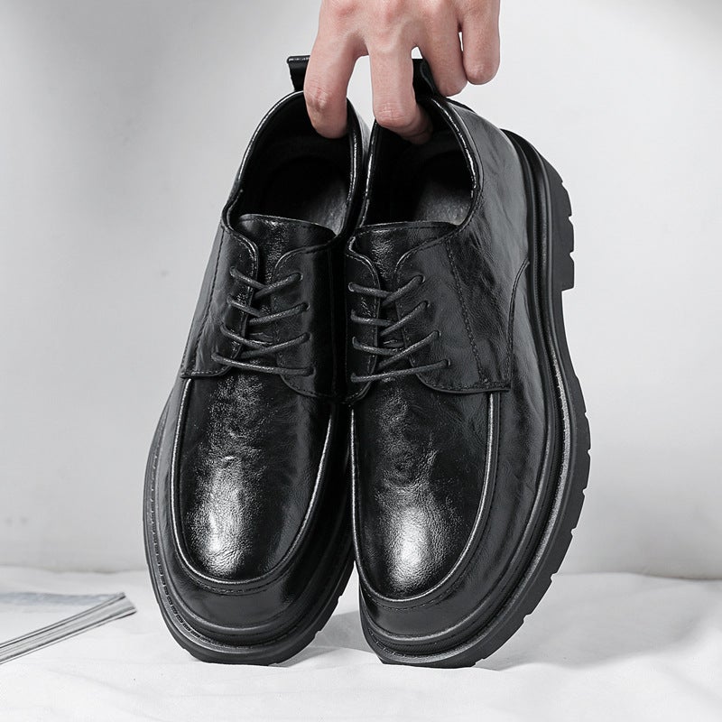 Business Formal Leather Shoes Groom Wedding Height-Increasing Shoes Hairstylist Work Derby Shoes Nightclub Trendy Men'S Shoes - Image 5
