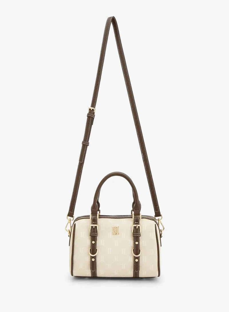 Elle Monogram Print Tote Bag With Detachable Strap