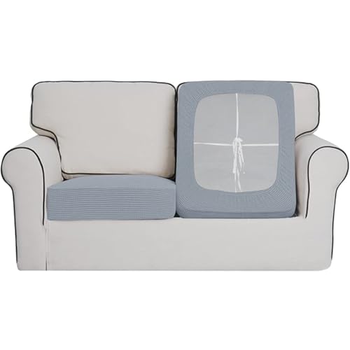 HOKIPO Stretchable Individual Jacquard Elastic Sofa Cushion Seat Cover, 2-Piece Seat Cushion Cover, Light Grey (AR-5284-LGRY*2) - Image 1