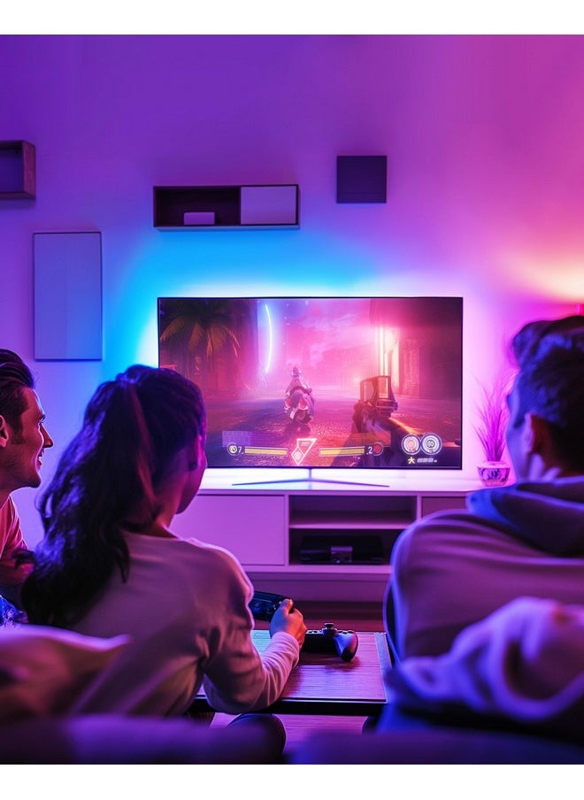 هيتلايتس - أشرطة إضاءة LED، 4 أشرطة إضاءة صغيرة مقطوعة مسبقًا بطول 1 قدم/4 قدم من HitLights، قابلة للتعتيم، شريط إضاءة LED متغير اللون RGB 5050 مع جهاز تحكم عن بعد ومحول معتمد من UL للإضاءة الخلفية للتلفزيون وغرفة النوم ورفوف الخزانة - Image 1