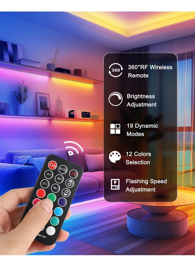 هيتلايتس - أشرطة إضاءة LED، 4 أشرطة إضاءة صغيرة مقطوعة مسبقًا بطول 1 قدم/4 قدم من HitLights، قابلة للتعتيم، شريط إضاءة LED متغير اللون RGB 5050 مع جهاز تحكم عن بعد ومحول معتمد من UL للإضاءة الخلفية للتلفزيون وغرفة النوم ورفوف الخزانة - Image 1
