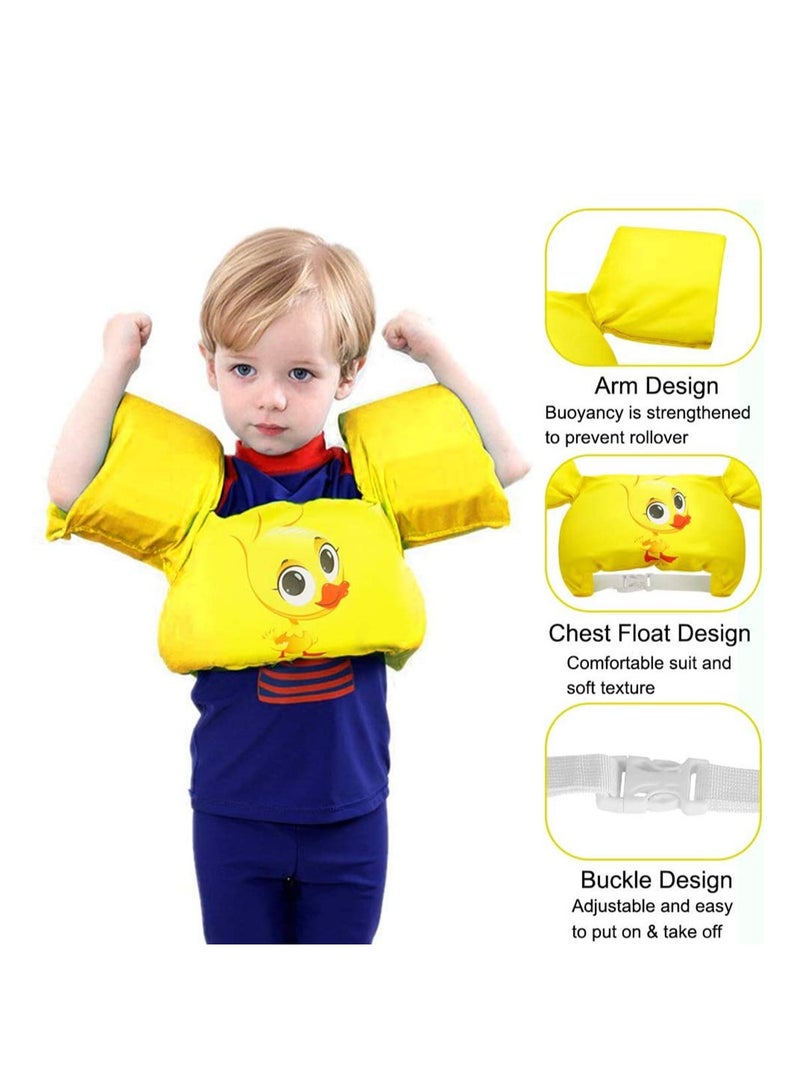 SOLARAE Swimming Arm Bands Float Vest, Swimming Float Vest, Swim Training Jacket, Arm Bands Kids For Girls and Boys 2-6 Year 0ld to Swim-Yellow - Image 2