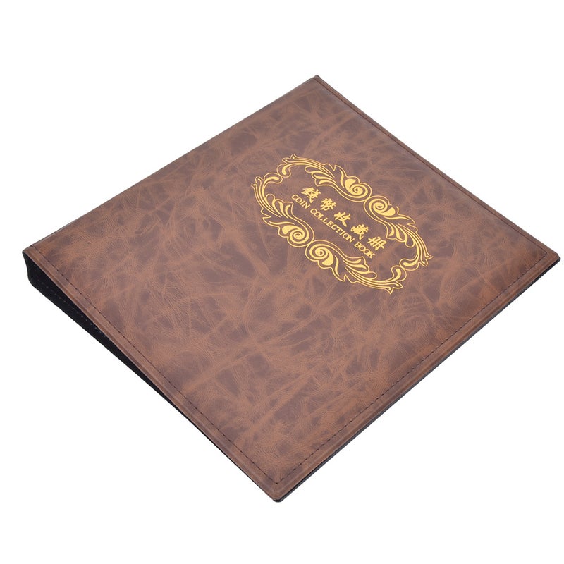 Coin Album: Brown PU Leather Cover - Double-sided Sewing Low Temperature Resistance Banknote Holder for Money And Coin Collectors Empty Case Holds Up To 40 Pages Paper Money - Image 3