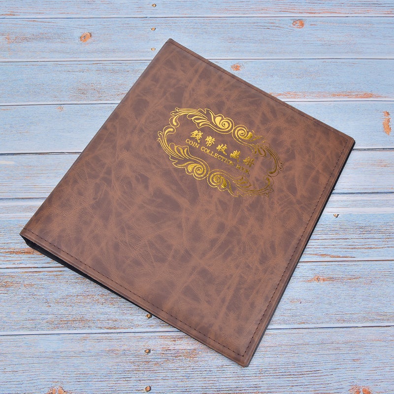 Coin Album: Brown PU Leather Cover - Double-sided Sewing Low Temperature Resistance Banknote Holder for Money And Coin Collectors Empty Case Holds Up To 40 Pages Paper Money - Image 2