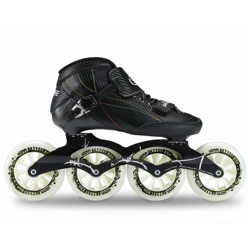 Inline Skates CYLQ Inline Speed Skates Adult for Women Mens Professional Roller Skates Blades High Performance Racing Skates Fitness Marathon Skating Gear Unisex Black - Image 2