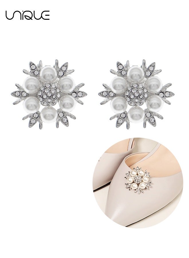 يونيك مشبك انفصال زهرة الأحذية مشابك، 2 جهاز كمبيوتر شخصى سبيكة الحذاء كليب أحجار الراين الأحذية، وسحر زينة الأحذية، قبعة والزفاف الزفاف الأحذية - Image 1