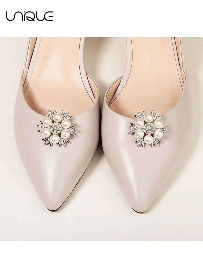 يونيك مشبك انفصال زهرة الأحذية مشابك، 2 جهاز كمبيوتر شخصى سبيكة الحذاء كليب أحجار الراين الأحذية، وسحر زينة الأحذية، قبعة والزفاف الزفاف الأحذية - Image 5