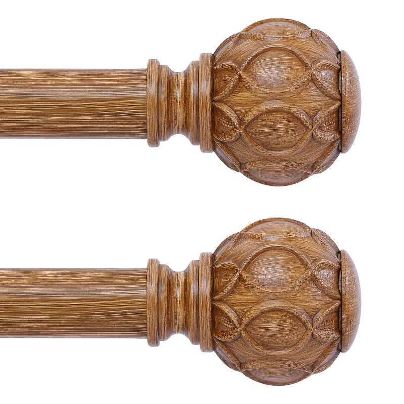 TANGWIN 2 Pack Wood Curtain Rods for Windows 28 to 48 Inch234Ft1 Inch Adjustable Curtain RodHeavy Duty Curtain RodsWooden Netted Texture Drapery RodsSingle Window Curtain Rod 1845Brown Wood - Image 2