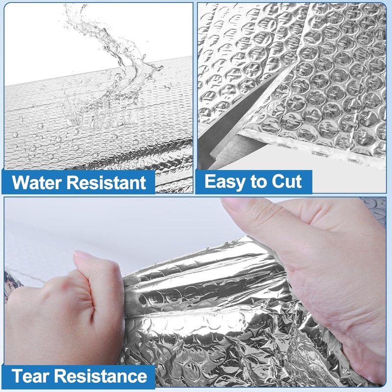 ToLanbbt Reflective Insulation Roll, 47IN x 10FT Double Bubble Wrap Insulation Sheet, 3MM Reflective Aluminum Foil Thermal Shield Radiant Barrier with 60 Pcs Adhesive Tapes for Window RV Attic Wall - Image 4