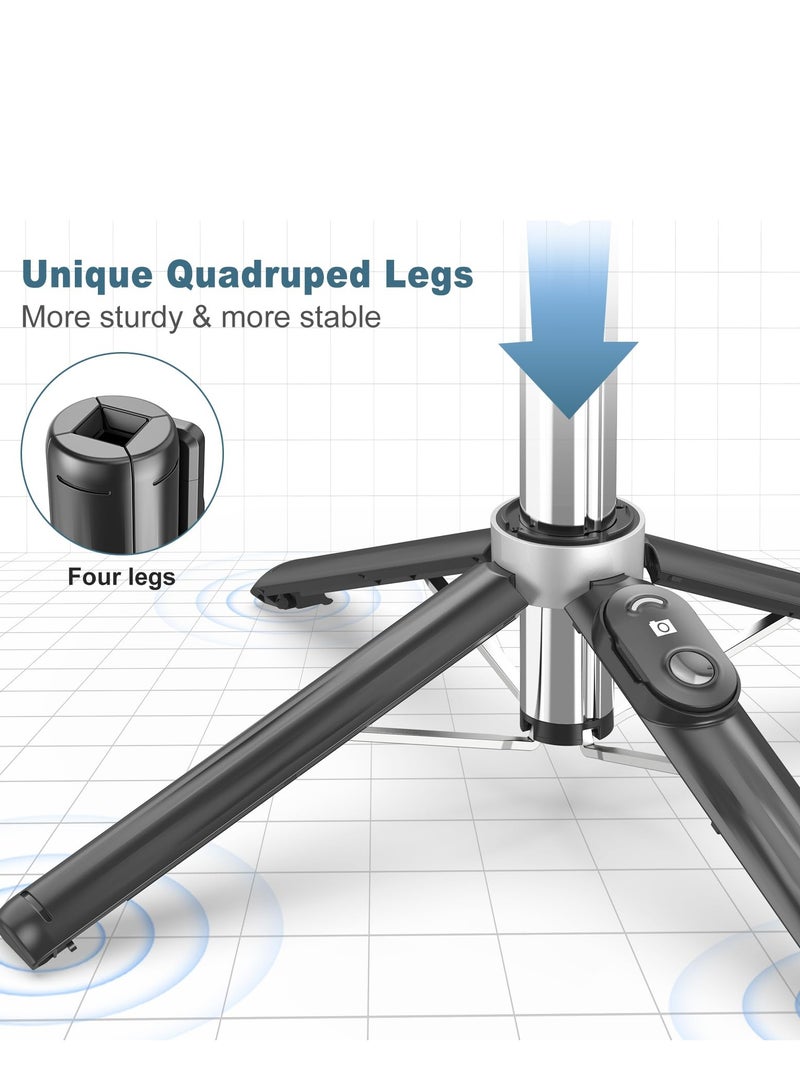 SYOSI 40" Selfie Stick Tripod with LED Fill Light Extendable Travel Essential Phone Tripod Upgrade Cell Phone quadpods with Wireless Remote Portable Lightweight Phone Tripod for iPhone or Android Black - Image 5