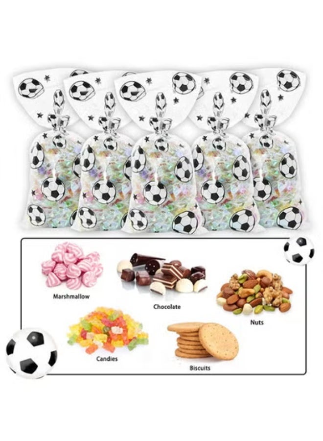fantasize Paper Party Gift Bags, 100 Pcs Soccer Goodie Bags, Football Treat Party Favors Clear Candy Cello With Silver Twist Ties, Birthday Party Supplies for Boys Kids Team Gift Snack - Image 5