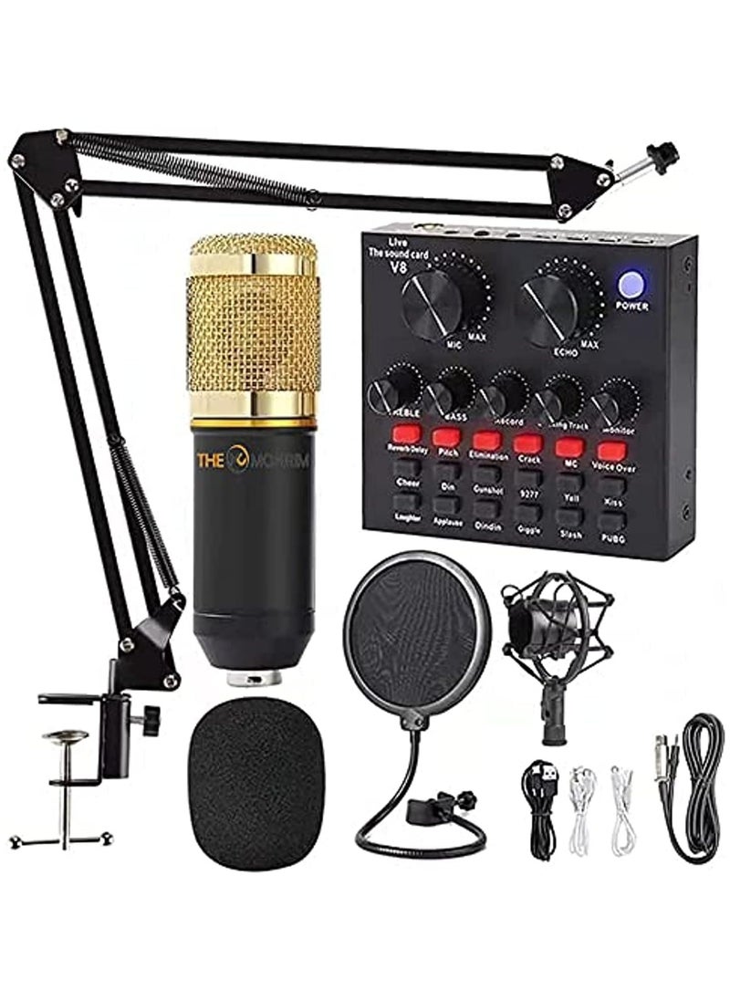 Generic Professional Suspension Microphone Kit Studio Live Stream Broadcasting Recording Condenser Microphone Set Vocal Microphones Smartphones Live Streaming Youtubers Suspension Scissor Arm Audio Mixer  - Image 1