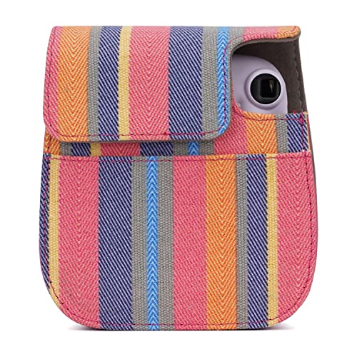 Frankmate Instant Camera Case Compatible with Fujifilm Instax Mini 11/9/8/8+ Canvas Bag with Pocket and Adjustable Shoulder Strap Mini Wallet Album (Stripe) - Image 4