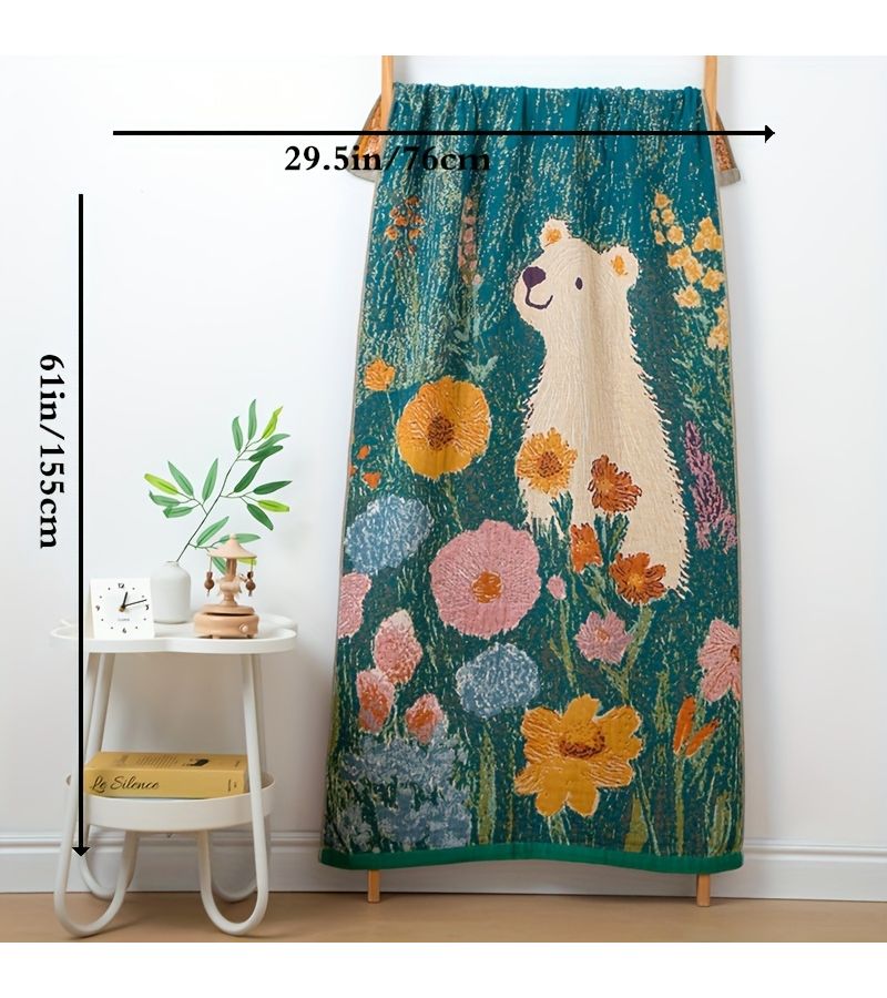 White Rabbit Four Layer Gauze Large Bath Towel Extra Thick Pure Cotton Highly Absorbent Quick Dry Adult Home Use Natural Cotton Yarn Lightweight Breathable Extra Soft - Image 3