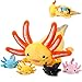 Aoriher 5 Pcs Axolotl Plush Set 24 Inch Mommy Axolotl Stuffed Animal with 4 Cute Plush Babies in Belly Soft Cuddly Plushie for Kids Sleeping Birthday Graduation Valentine Gift Party FavorsOrange - Image 2