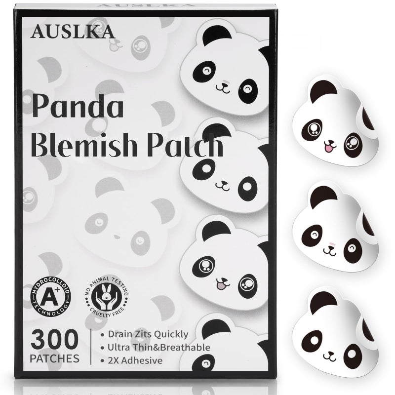 AUSLKA Panda Pimple Patches - 300 Patches, Hydrocolloid Spot Dots - Blemishes Patch - Facial Skin Care, For Zits, Blemishes, & Breakouts - Image 1